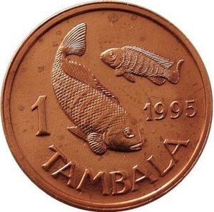全新马拉维硬币1995年1坦巴拉(分)动物鱼非洲外国钱币km33