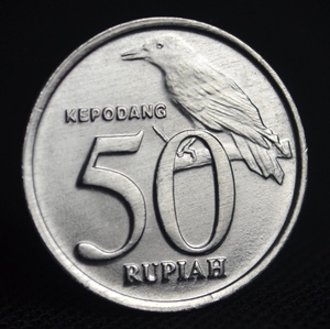 印度尼西亚50卢比硬币.印尼翠鸟硬币 1999年 全新铝币 外国钱币