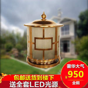 全铜大门柱头灯墙头灯围墙灯户外欧式庭院门柱灯花园别墅防水铜灯
