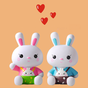 上色陶瓷白胚彩绘白模填色 中秋节兔子石膏娃娃搪胶涂色diy存钱罐