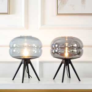 北欧玻璃台灯灰卧室床头灯现代简约创意艺术床头柜灯客厅书桌灯s