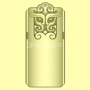 无事牌精雕图平安牌浮雕图玉雕图玉石挂件仿古牌头祥云如意073