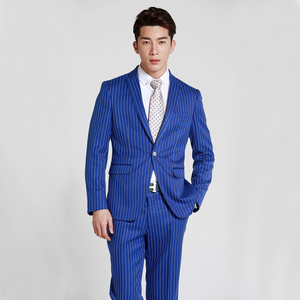 蓝色条纹单上衣菲狮顿西服男士韩版修身新款新郎结婚礼服西装560x
