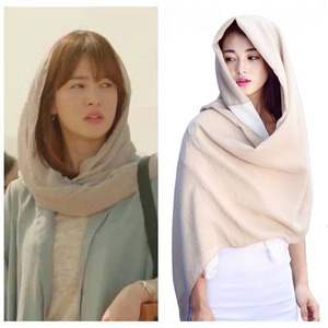 2016春夏韩 太阳的后裔 宋慧乔明星同款棉麻围巾 防晒披肩