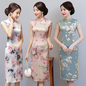 老上海旗袍夏季2018新款少女中国风式改良版年轻走秀连衣裙中长款