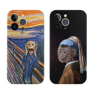 文艺吗喽手机壳适用iphone15promax苹果14搞怪13艺术12猴子11硬xs华为
