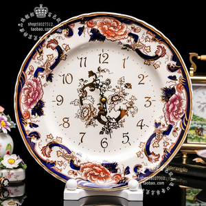 英国麦森Masons繁花锦簇欧式田园陶瓷挂钟圆形时钟客厅墙壁装饰