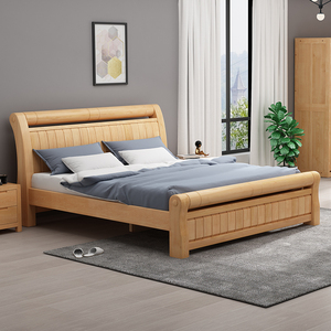 实木双人床可收纳