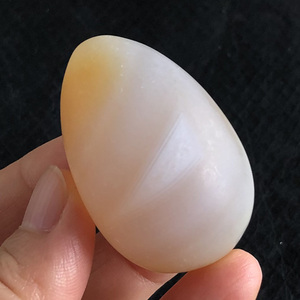 千蕊天然玛瑙原石鸡蛋玛瑙把玩 磨砂面黄白玛瑙未打磨小摆件圣诞