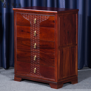 非洲酸枝木五斗柜抽屉柜原木雕花柜子卧室收纳柜红木储物柜玄关柜
