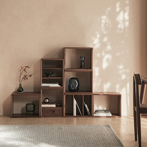 格子书柜自由组合方格黑胡桃实木书房客厅简约落地隔断收纳储物柜