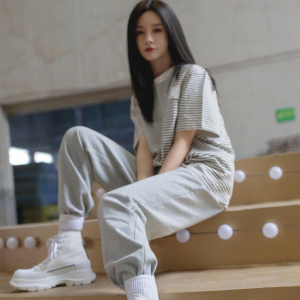 沈梦辰赵露思同款黑白条纹短袖t恤女宽松学院风小个子上衣夏ins潮