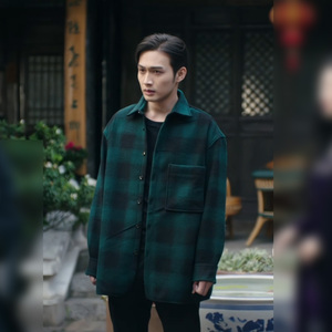 00男人私家衣厨淘宝司藤秦放张彬彬同款衣服连帽卫衣男拼接衬衫式