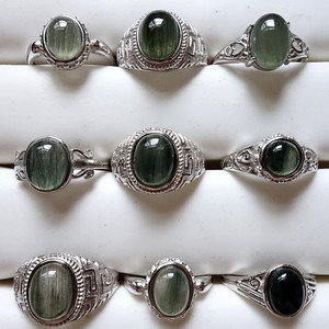 天然水晶绿发晶黑发晶戒指男女款开口指环一物一图时尚礼物饰品