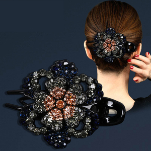 大号发夹女后脑勺夹子头饰气质妈妈网红盘头发水钻发饰鸭嘴夹发卡