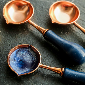 复古火漆勺火漆蜡粒勺双开口加热熔蜡勺火漆印章工具蓝色火漆勺子