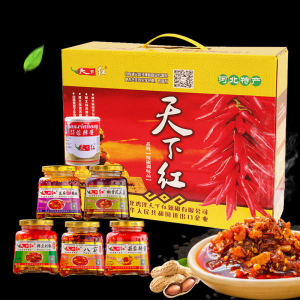 天下红辣椒酱批发礼品盒特产珍芝麻香辣六瓶装邯郸鸡泽县八宝包邮佳霖调味料精制图片