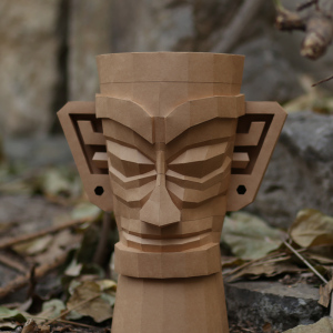 四川成都神秘的三星堆文明青铜人像3d立文物体纸艺手工展示摆件