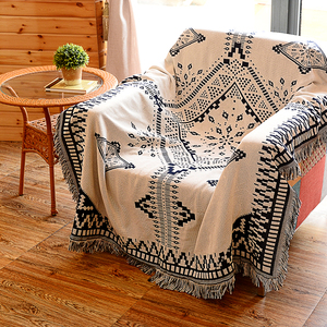北欧风格黑白纯棉沙发巾垫全盖外贸出口民族风沙发罩线毯桌布特价