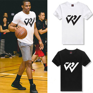 威少logo同款 拉塞尔·威斯布鲁克 篮球运动衣服圆领短袖t恤纯棉