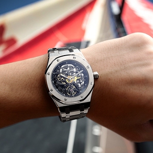 正品皇家橡树款飞克手表十大品牌镂空陀飞轮全自动机械表男士防水