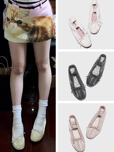 韩国正品代购Rockfish小众缎面单鞋玛丽珍鞋芭蕾舞鞋蝴蝶结平底鞋