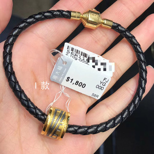 黄金黑绳手链周大福