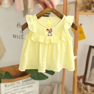 女童夏装无袖衬衫韩版童装宝宝小衫短袖上衣夏季薄款洋气婴儿衬衣