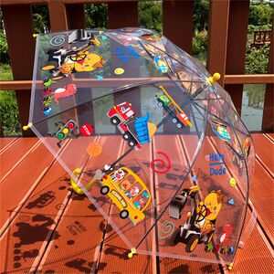 儿童专用伞小号儿童雨伞男女卡通工程队透明伞可爱安全幼儿园小伞