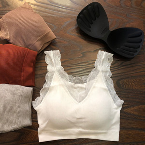 无钢圈背心式文胸睡眠小胸聚拢裹胸蕾丝边休闲美背胸罩无痕内衣女