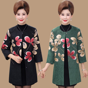 中老年外套女妈妈装春秋风衣女中长款宽松中年女春装服装40-50岁