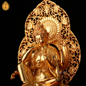 纯银如意轮观音家居摆件 六臂观世音中式原创 银镀金可定纯金