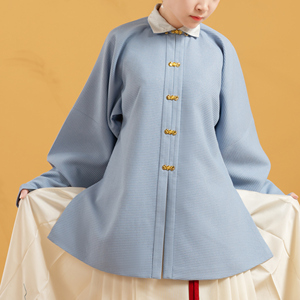 松塔汉服 立领对襟弓袋袖短袄秋语华夫格子春秋冬女款