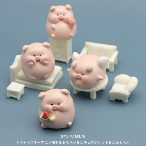 迷你动物公仔可爱小猪猪摆件萌物模型儿童礼物树脂办公车仔玩偶