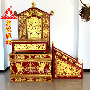 宝艺恒河佛龛藏式法座 上师椅 香樟木讲经台 描金宝座 金刚座法台