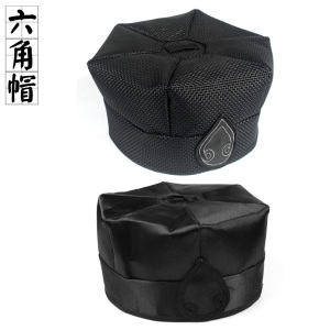 道教用品六角帽编织网纱布面正一道士无长发佩戴高功莲花冠六角帽