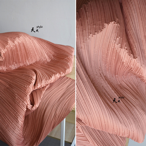 褶皱面料仿竹节棉棉麻压褶百褶布料中国风仿麻绉立体造型化纤面料