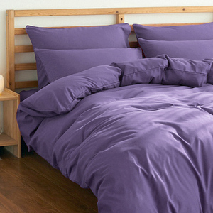紫色100全棉纯棉纯色四件套 床上用品床单被套单色被罩床品春夏款