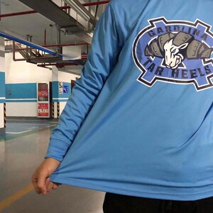 ncaa飞人北卡蓝运动速干长袖t恤 男子跑步健身篮球训练投篮服出场