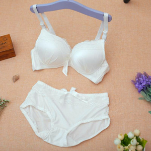 无钢圈蕾丝文胸套装聚拢纯白色刺绣少女内衣套装薄款胸罩性感