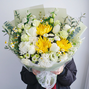 清明节北京天津黄菊白菊花束菊花上坟扫墓鲜花葬礼悼念雏菊告别花