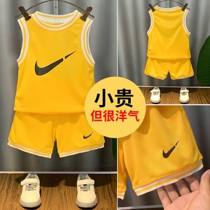 韩国男女童夏季运动篮球服2024新款宝宝夏装背心套装中大童两件套