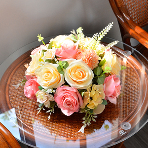 圆形小桌花餐桌摆花商务会议宴会活动客厅餐厅桌面会所装饰摆件花