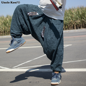 k叔 秋季暗纹国潮休闲裤大裤裆飘逸随性宽松大码腰带灯笼汉服裤子