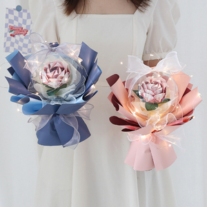 diy仿真玫瑰创意花束手工花艺包装纸材料包套装生日礼物送女友花