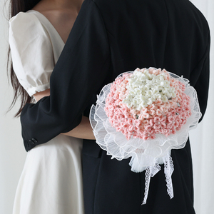 diy针织毛线手工新娘绣球花手捧花领证拍照结婚礼物花艺包装材料