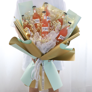 网红diy情人节啤酒花束饮料酒手捧花包装纸材料包套装送男友闺蜜