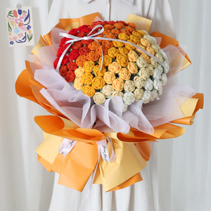 手工diy材料创意针织毛线99渐变玫瑰花束花艺包装纸生日礼物女生