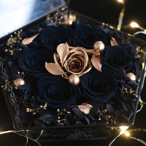 你的耳环店淘宝xiao xi 原创小王子黑色妖姬玫瑰真花耳钉小众复古