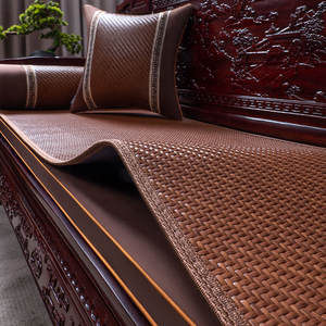 红木沙发垫夏季凉席垫子实木家具夏天沙发坐垫新中式凉垫防滑盖布